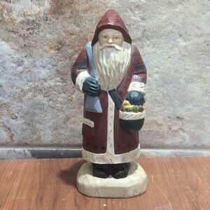 Vintage  Folk Art Santa Claus Hand Painted Figurine